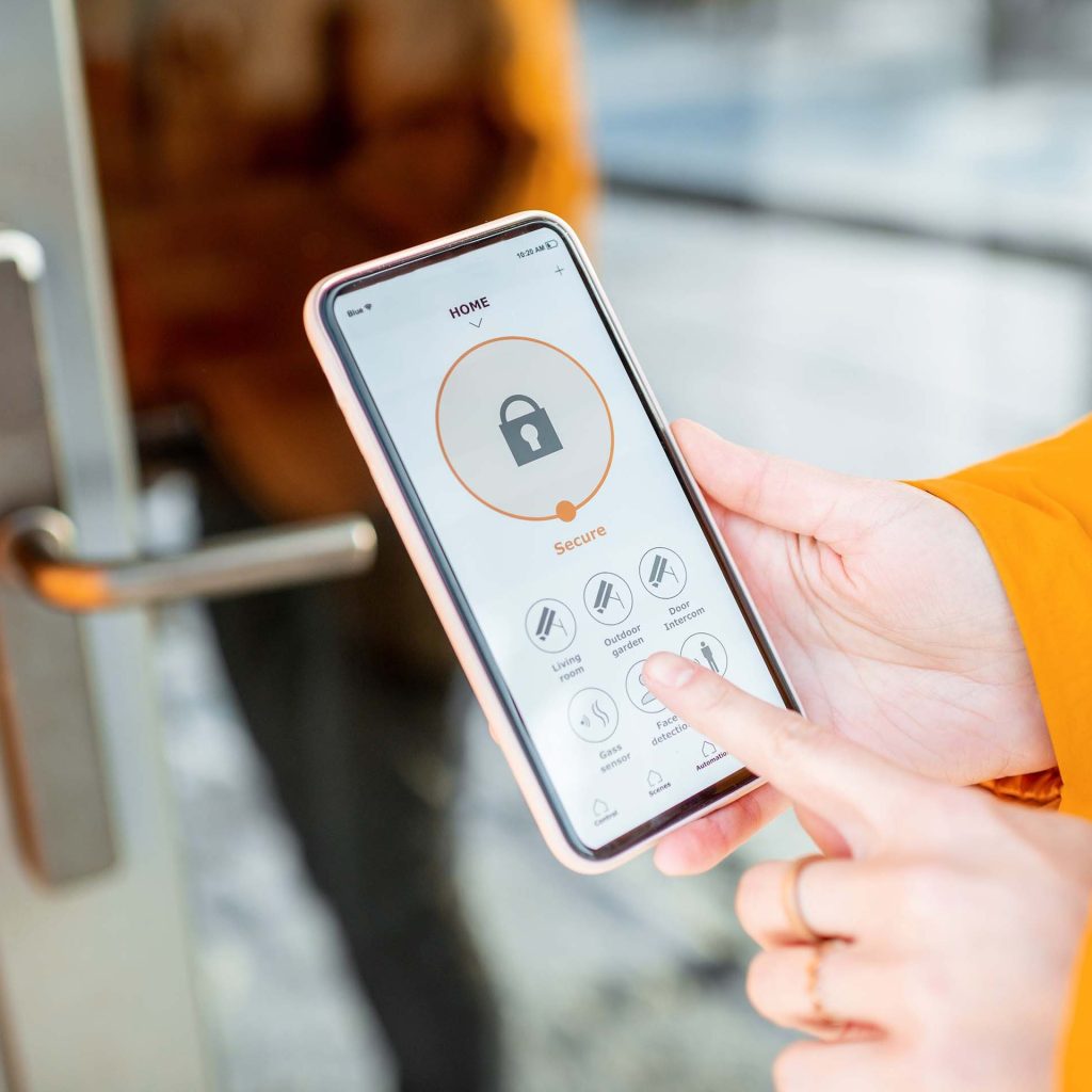 locking entrance door with a smart phone