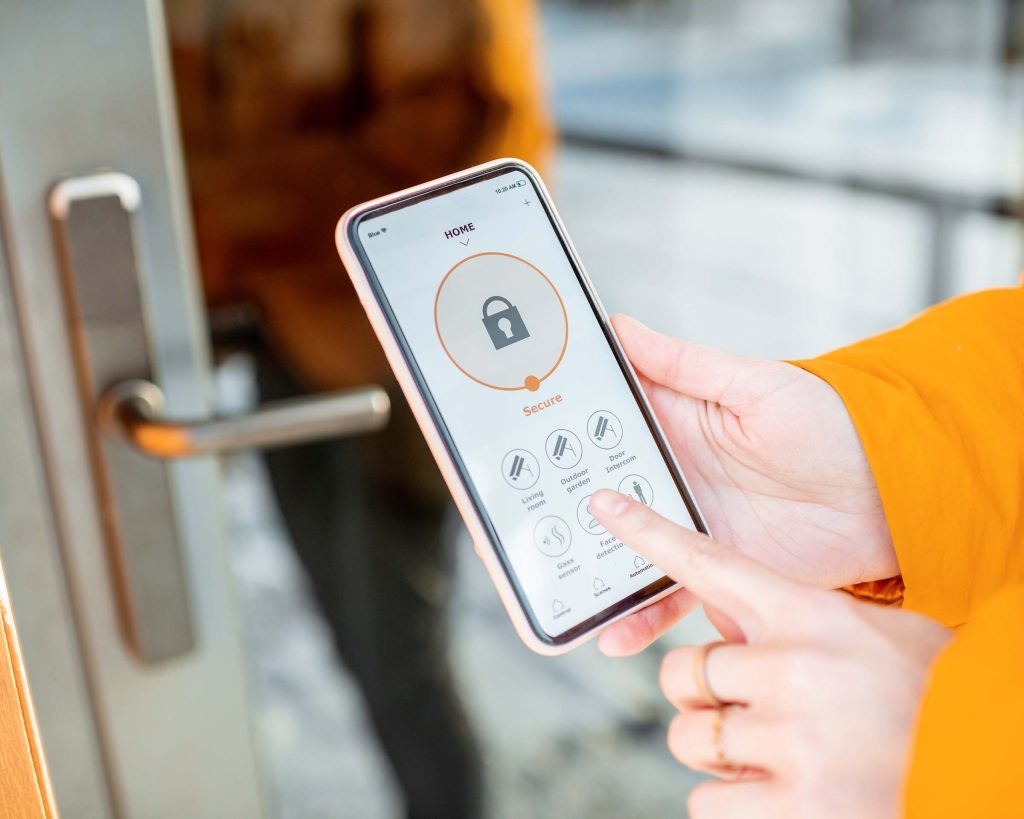 locking entrance door with a smart phone